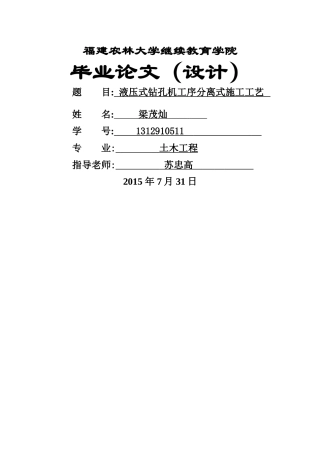 液压式钻孔机工序分离式施工工艺   何锦 