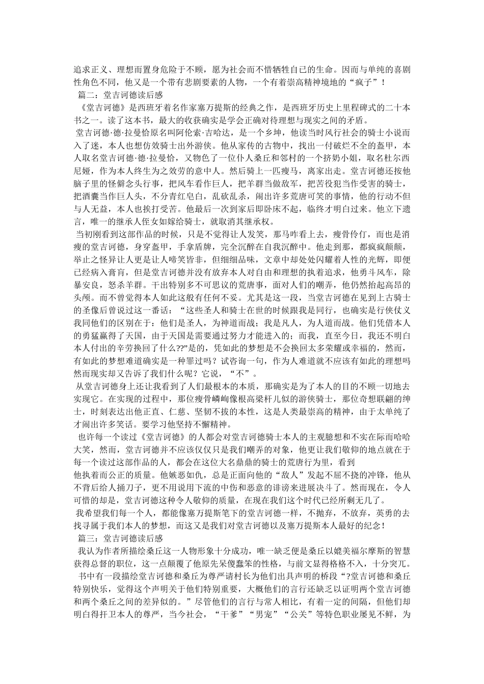 堂吉诃德读后感500字 _第2页