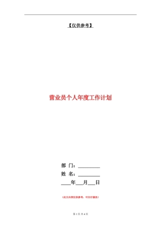 营业员个人年度工作计划