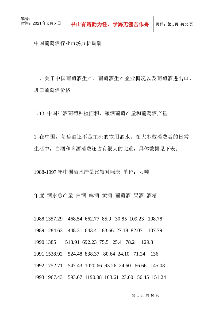 中国进口红酒市场分析_第1页