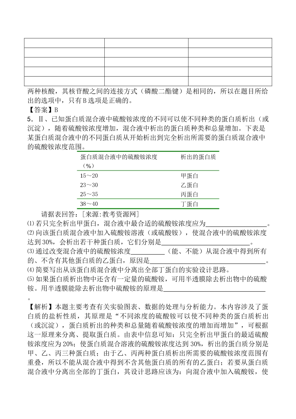 新课标生物考点解析与跟踪精练：细胞的分子组成_第2页