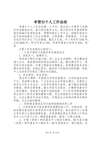 审管办个人工作总结
