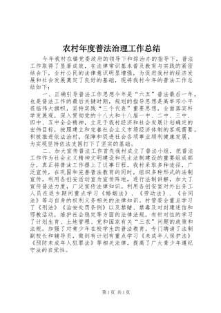 农村年度普法治理工作总结