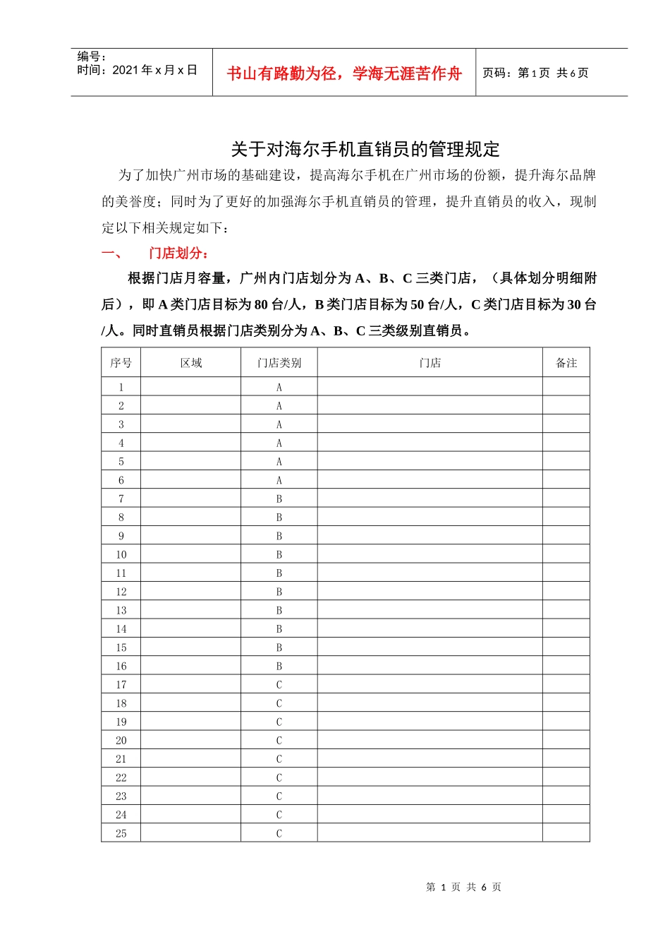 XXXX年海尔手机直销员管理规定_第1页