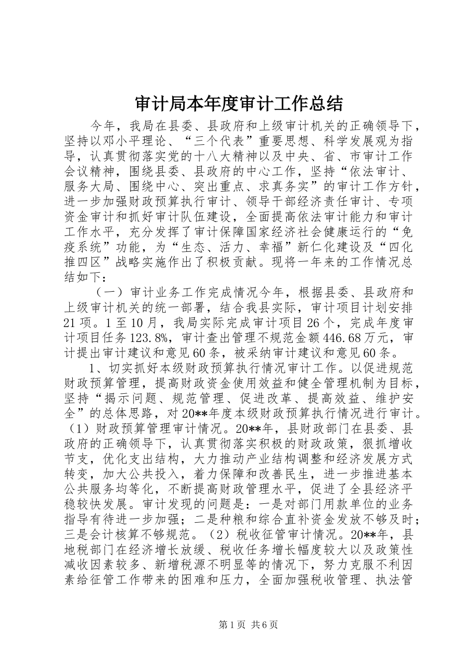 审计局本年度审计工作总结_第1页