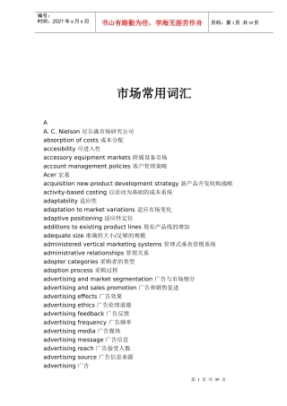市场常用词汇