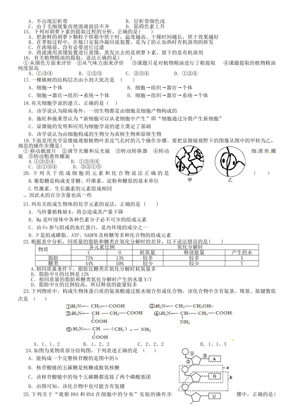 四川省树德高二5月月考生物试题及答案 _第2页