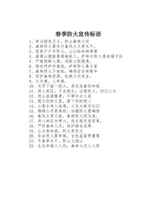 春季防火宣传标语大全