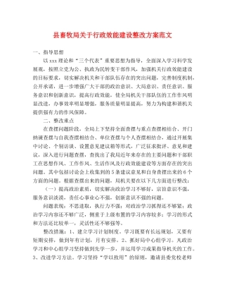 县畜牧局关于行政效能建设整改方案范文 
