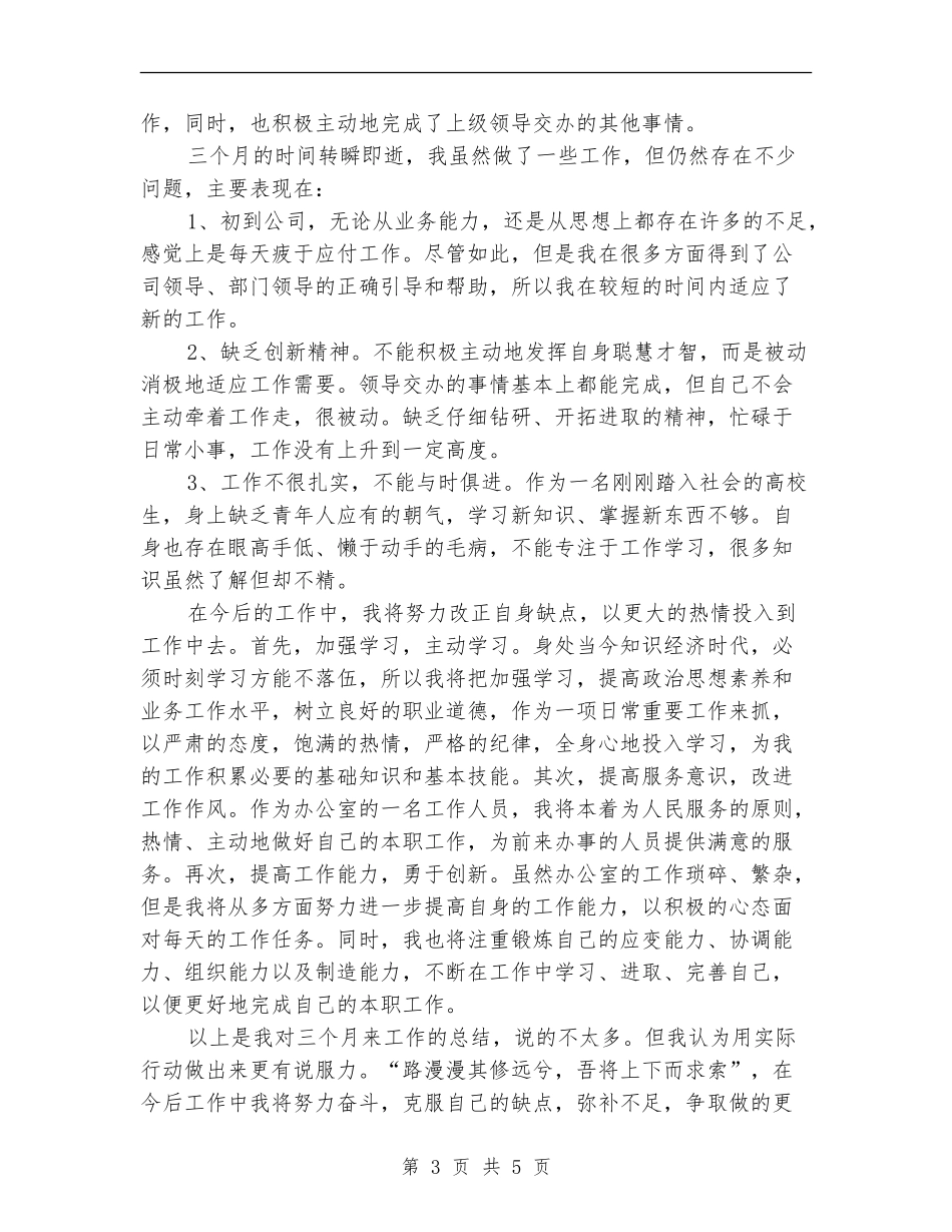 仓库文员试用期工作个人总结_第3页