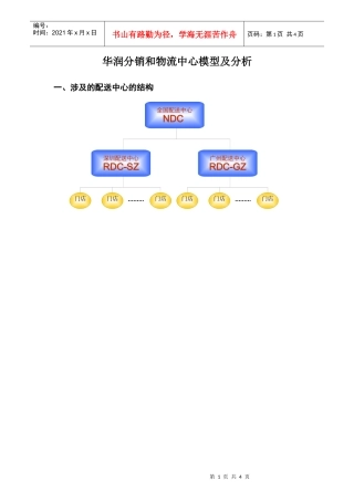 华润分销和物流中心模型及分析