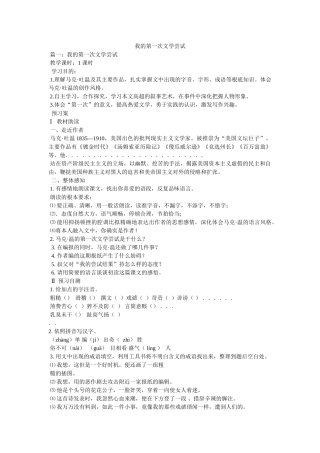 我的第一次文学尝试 