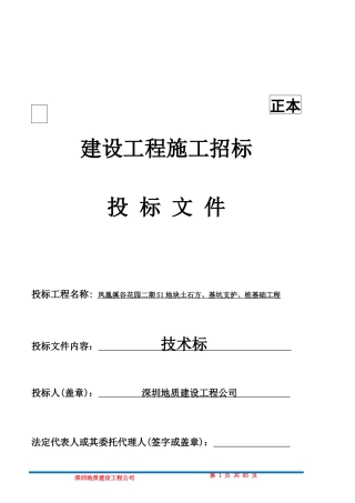 凤凰溪谷花园二期S1地块土石方、基坑支护桩基础工程方案