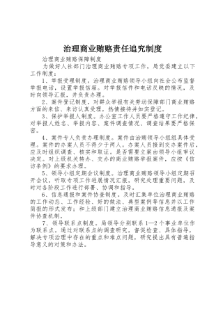 治理商业贿赂责任追究规章制度细则