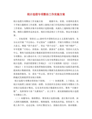 统计造假专项整治工作实施方案 