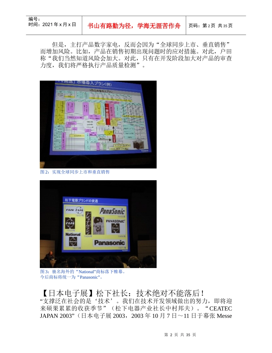 品牌战略：全球同步上市、垂直销售（松下）_第2页