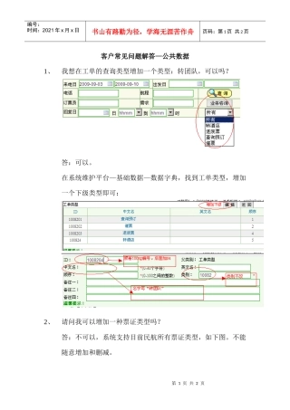 客户常见问题解答公共数据