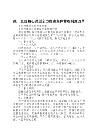 统一思想精心谋划全力推进集体林权规章制度改革 