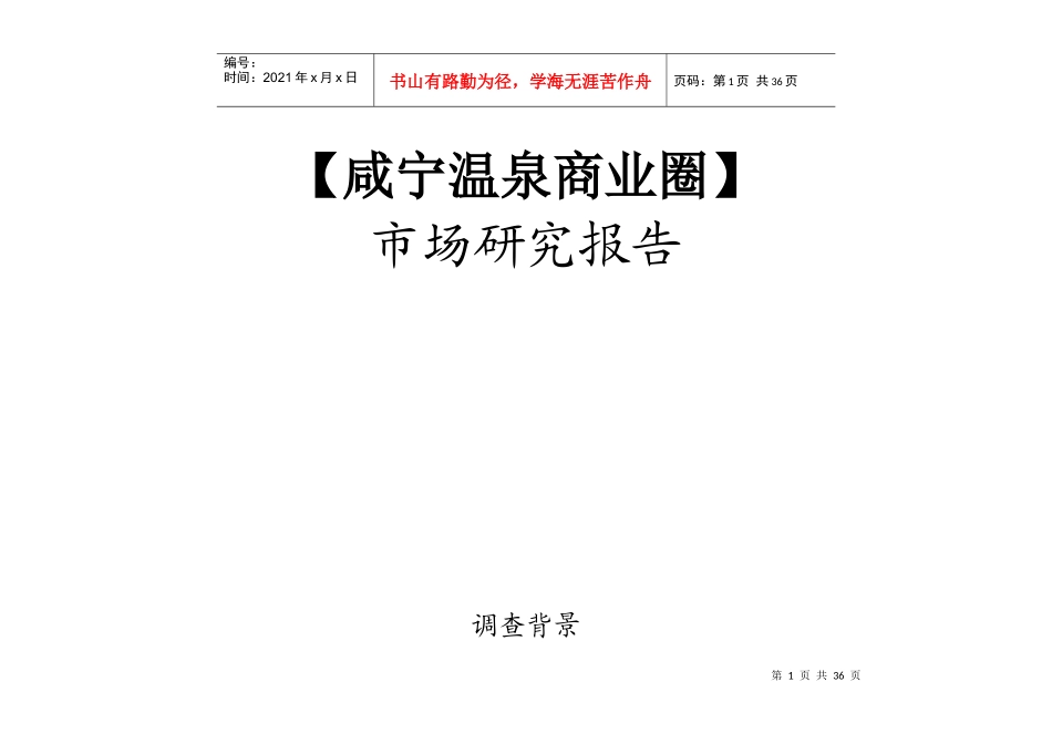 咸宁(温泉)商业市场调研报告_第1页