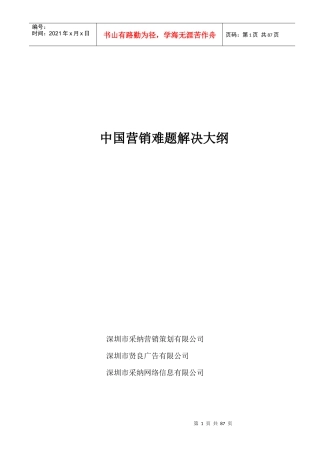中国营销难题解决大纲(1)