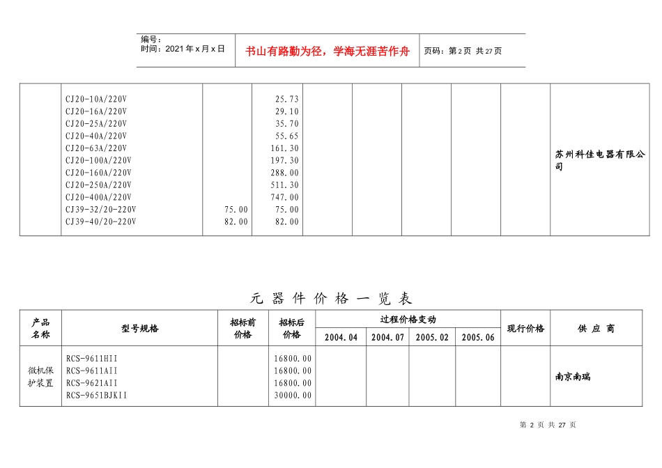 元器件价格一览表_第2页