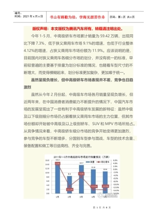 中高级汽车市场分析