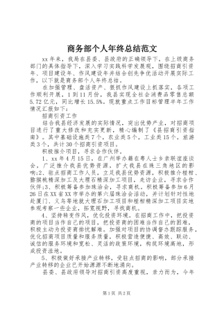 商务部个人年终总结范文