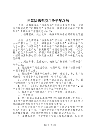 扫黑除恶专项斗争半年总结