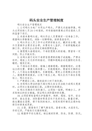 码头安全生产管理规章制度细则
