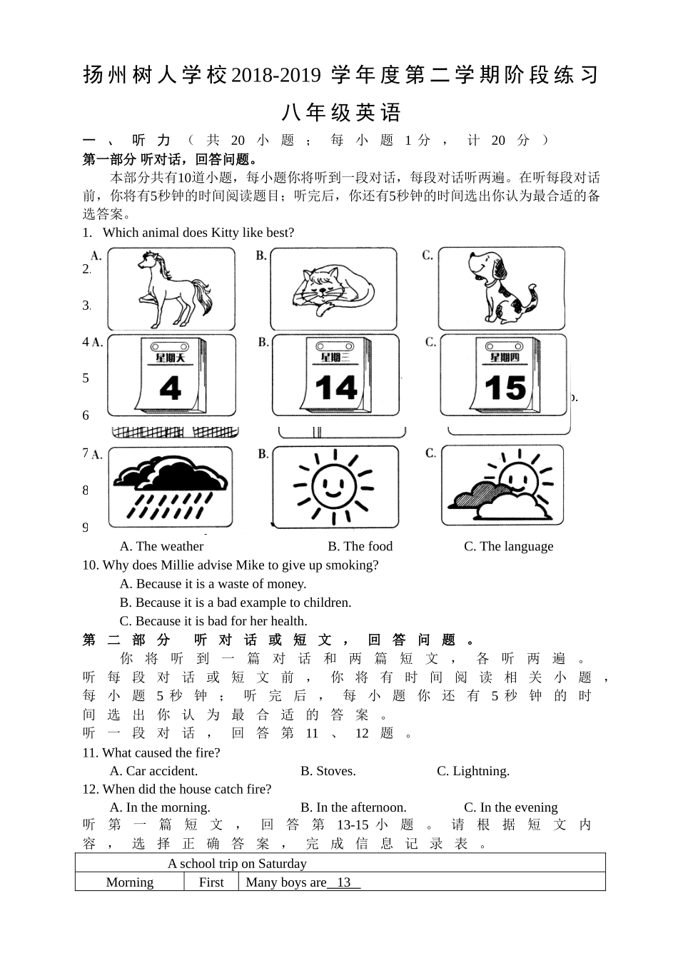 扬州树人学校八年级英语5月月考试卷2 _第1页