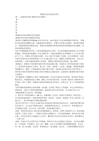 唐朝历代皇帝列表及简介 