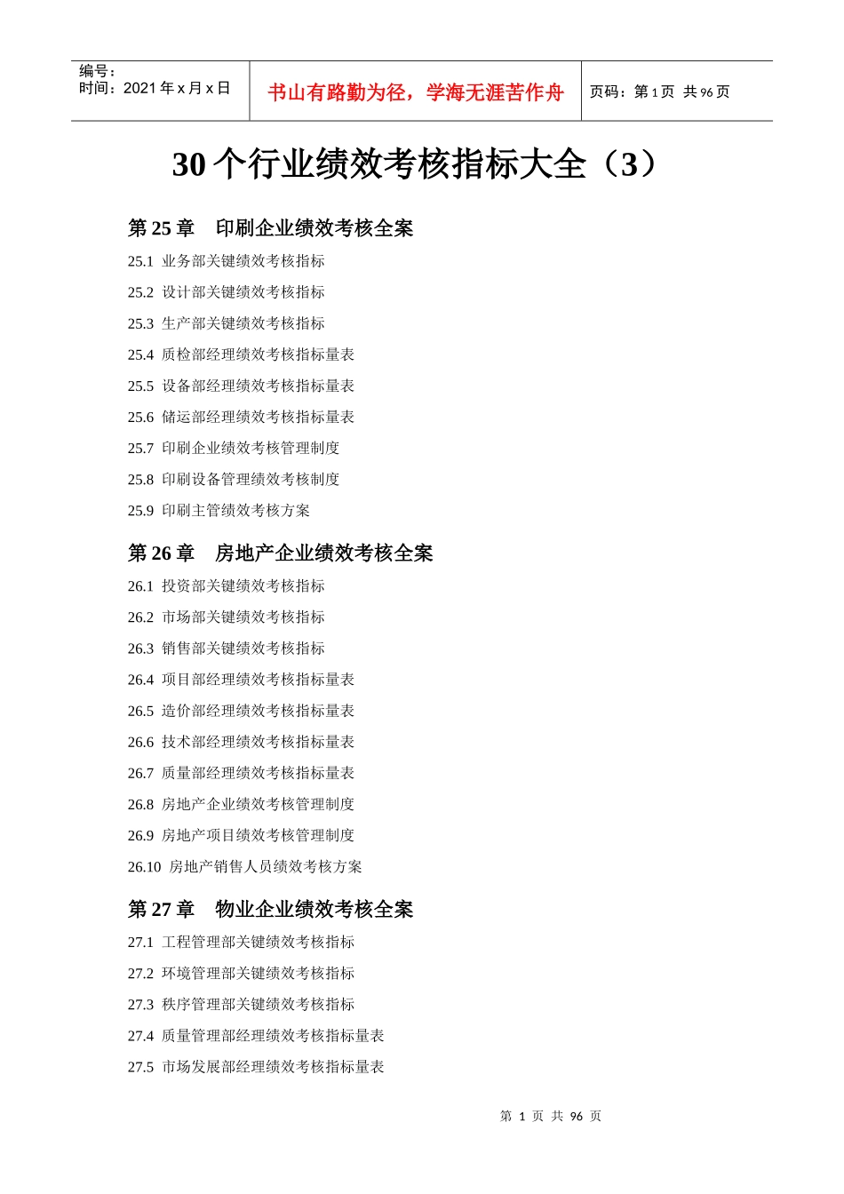 30个行业绩效考核指标库大全(283页)(3)4级_第1页