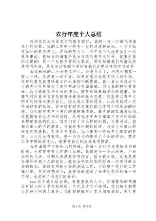 农行年度个人总结