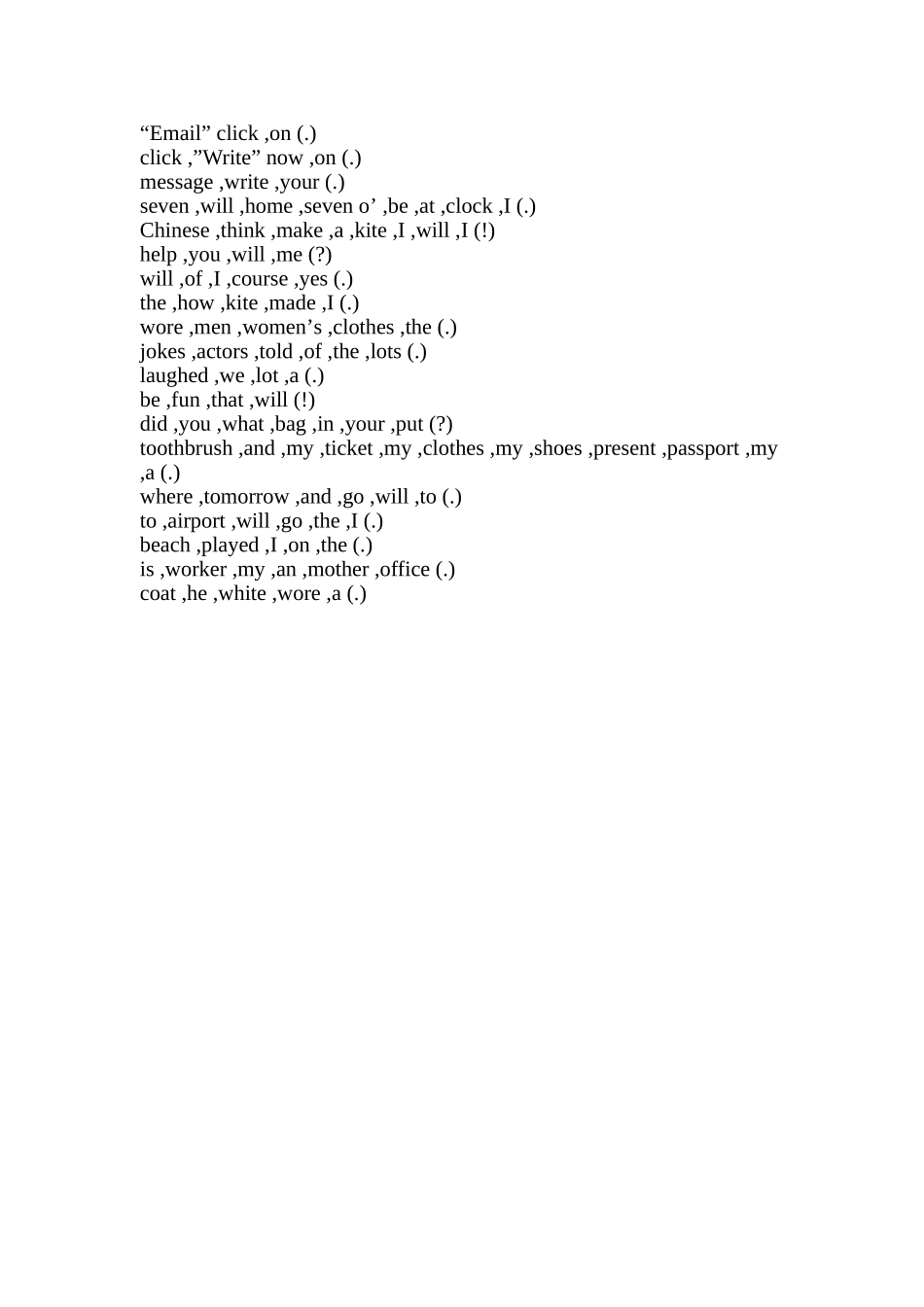 新标准英语一起十册连词成句2 _第2页