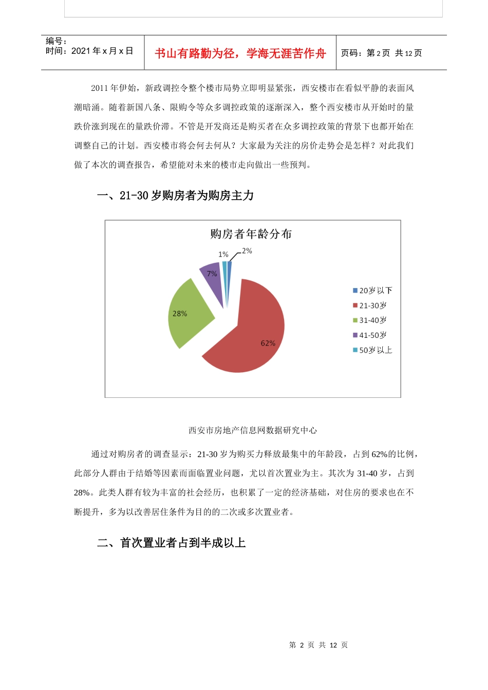 XXXX年1季度西安商品房市场购房行为分析报告_第2页