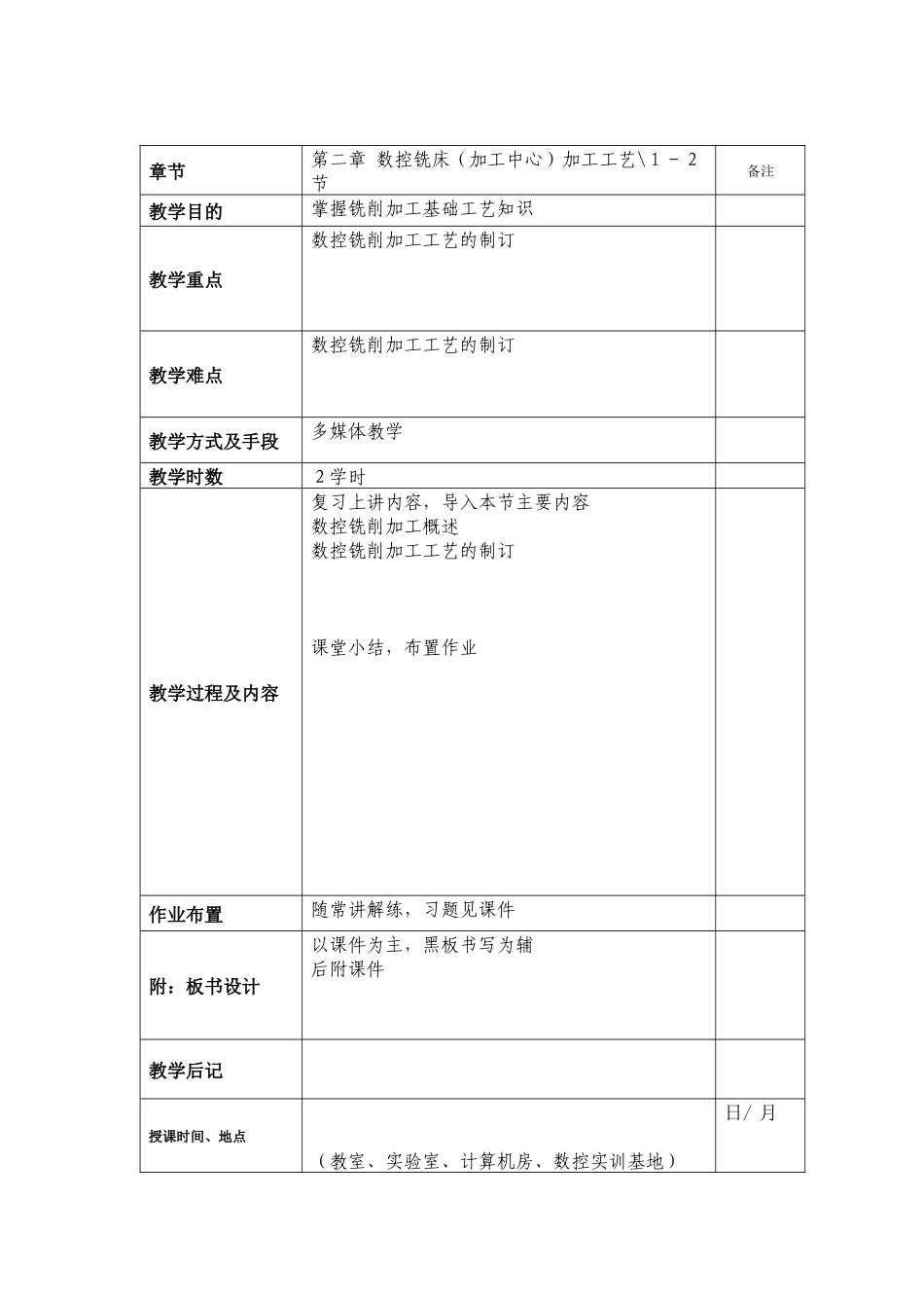 数控铣削编程与加工技术 教案_第3页