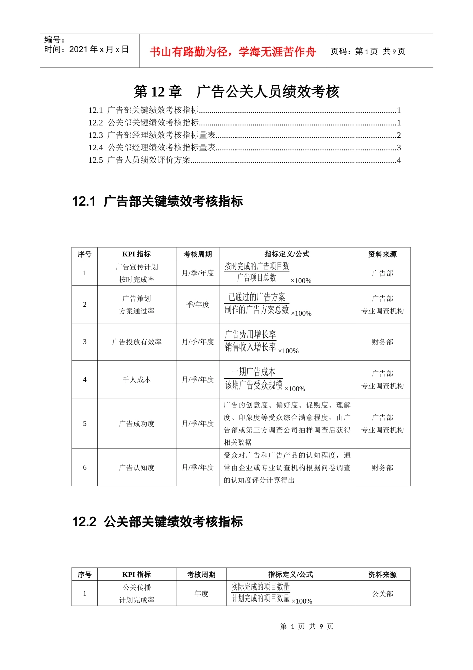 广告公关人员绩效考核_第1页