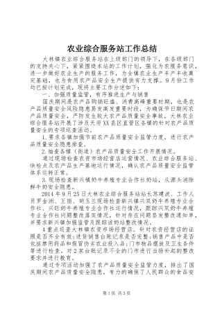 农业综合服务站工作总结