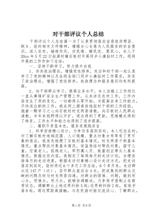 对干部评议个人总结