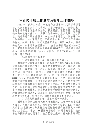 审计局年度工作总结及明年工作思路