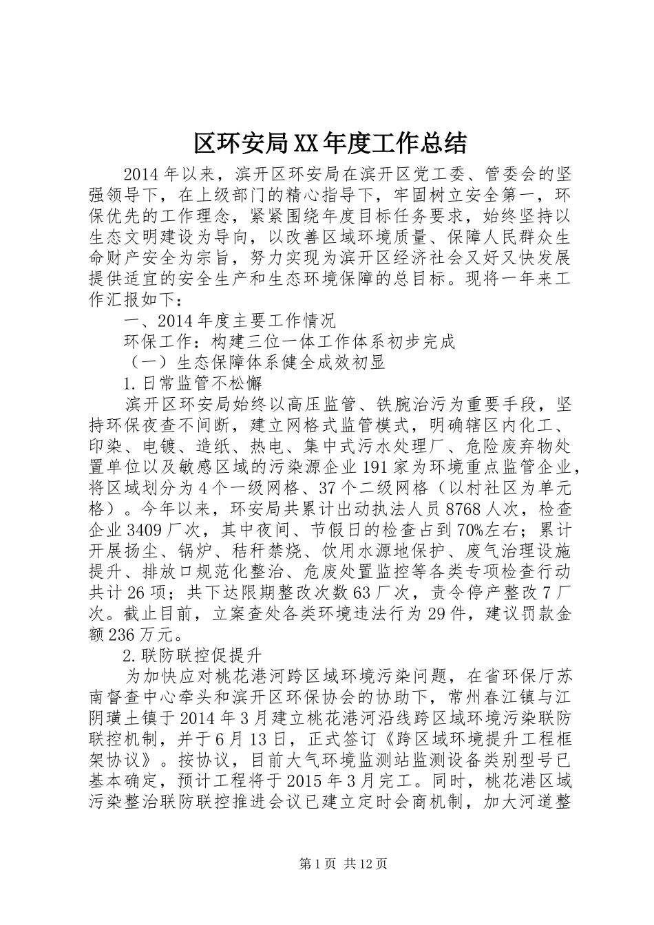 区环安局XX年度工作总结_第1页