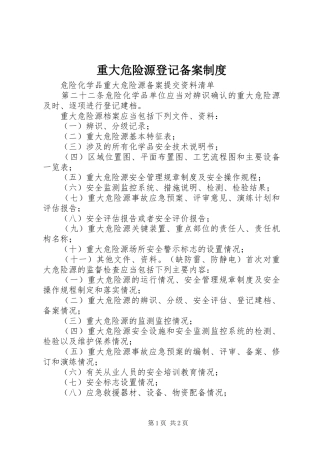 重大危险源登记备案规章制度细则
