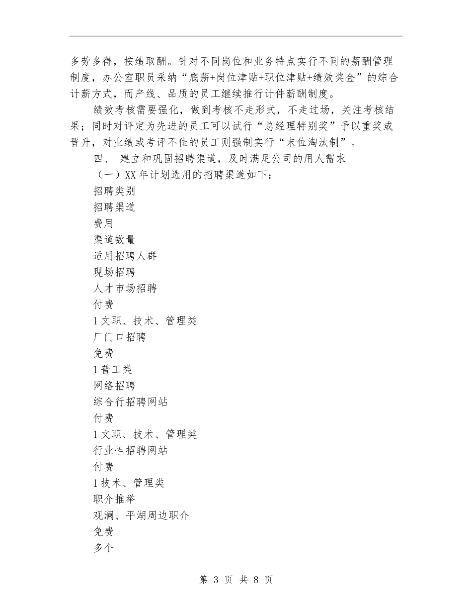 行政人事部2024年度工作安排_第3页