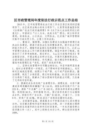 区市政管理局年度依法行政示范点工作总结