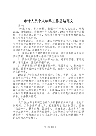 审计人员个人年终工作总结范文