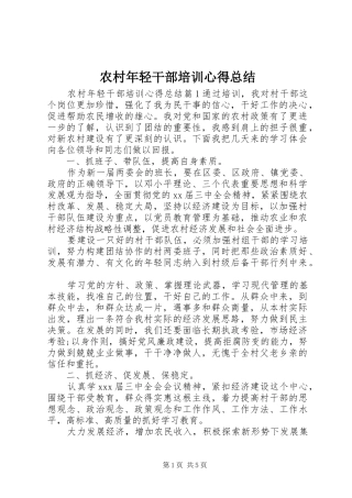 农村年轻干部培训心得总结