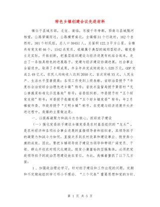特色乡镇创建会议先进材料