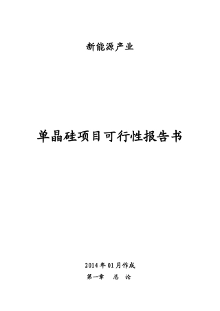 新能源产业单晶硅项目可行性报告书