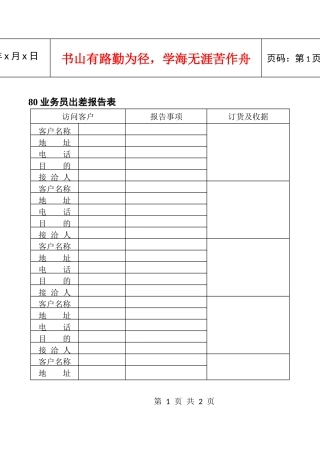 80业务员出差报告表