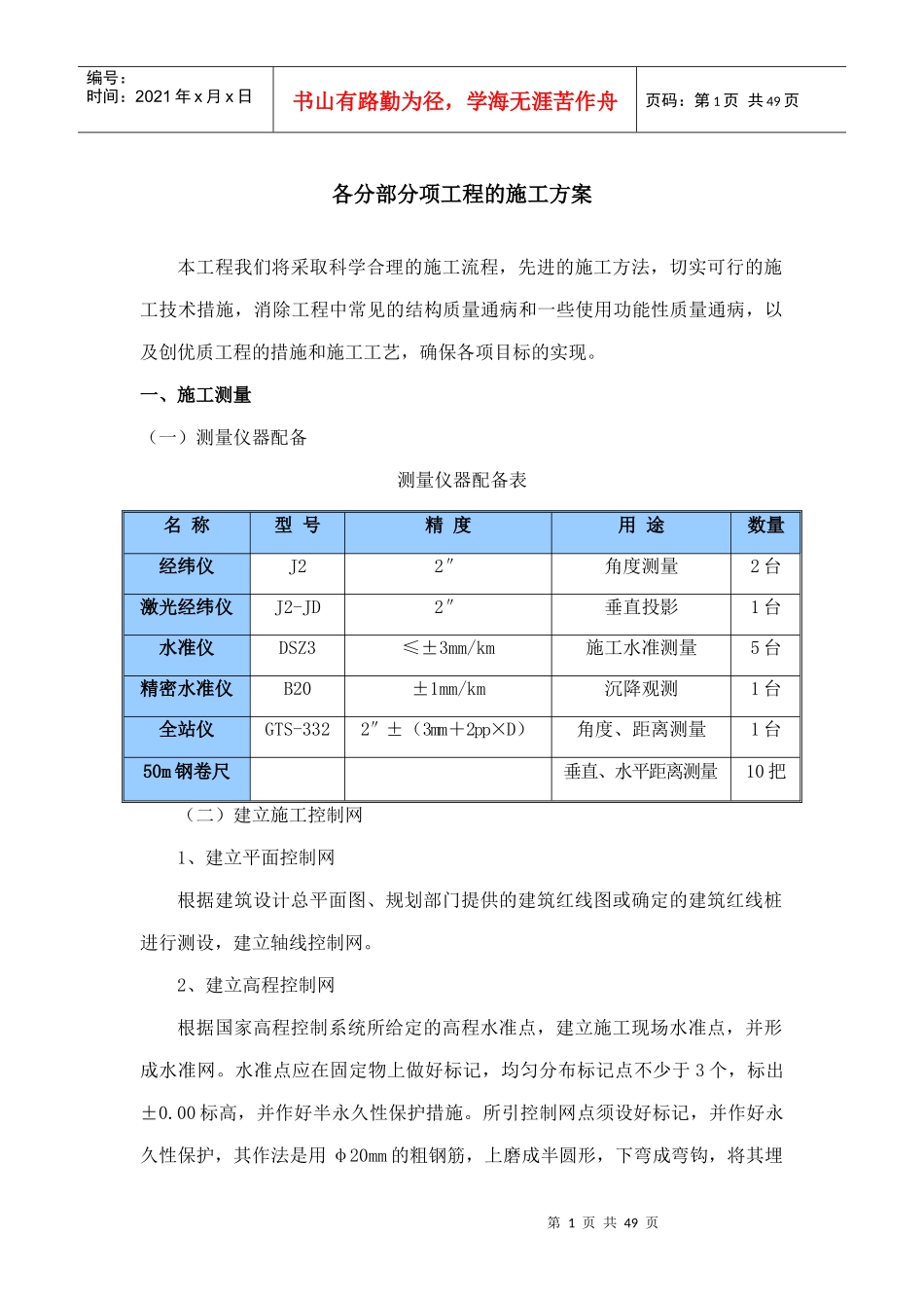各分部分项工程的施工方案_第1页